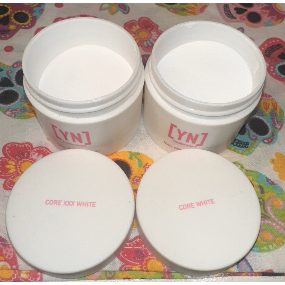 Young Nails Core Collection Acrylic Nail Powders 2 PCS 45g Each Opened Used